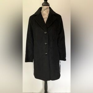 Calvin Klein Women's Cashmere Wool Blend Coat Black Size 8 New with Tags